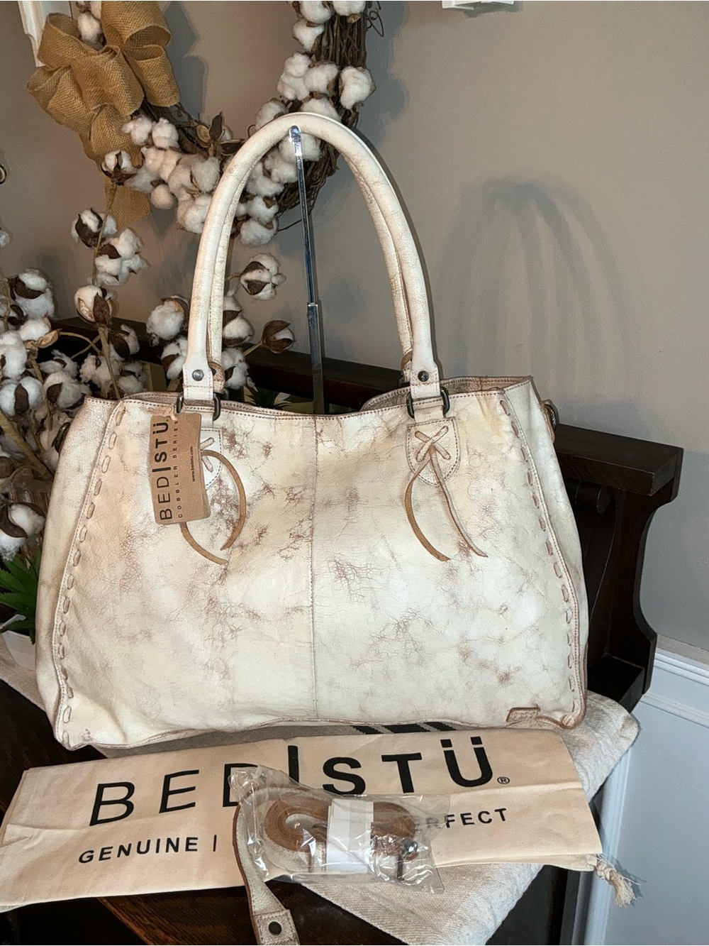NWT Bed Stu Leather Rockaway Shoulder Crossbody Bag Tote Nectar Lux MSPR $345